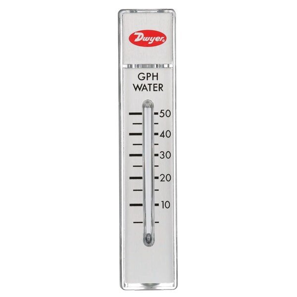 Flowmeter, range 5-50 cc/min water, no valve, Dwyer Instruments, Mfr#: RMA-32